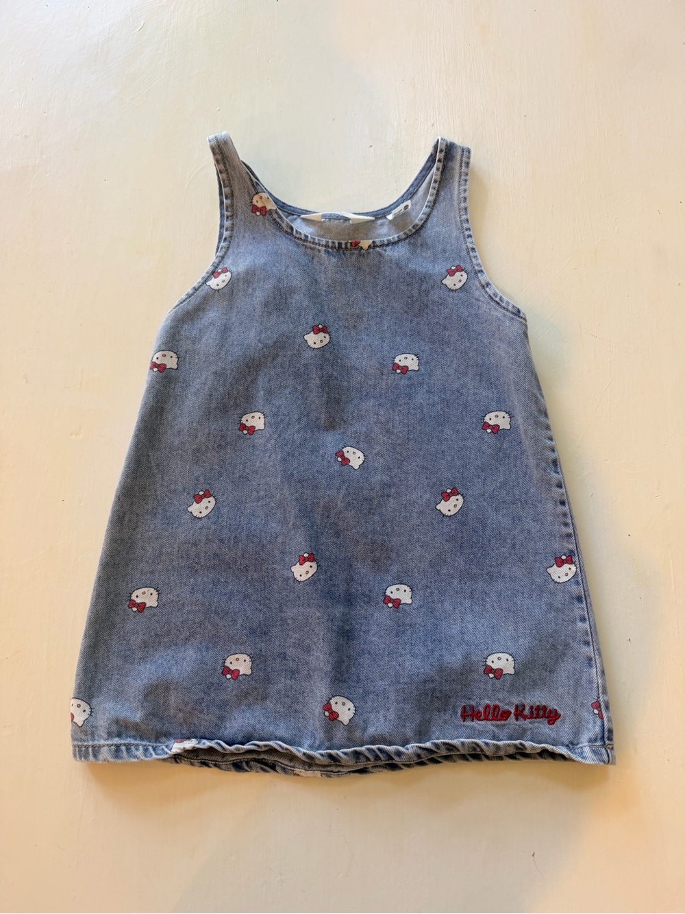 H&M Denim-Blue Hello Kitty Sleeveless Tank Dress with Red Accents